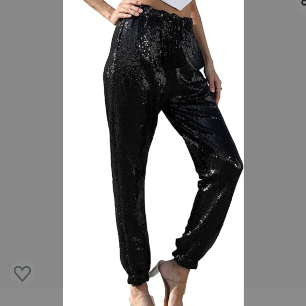 Black sequin jogger pants NWT Size 2X